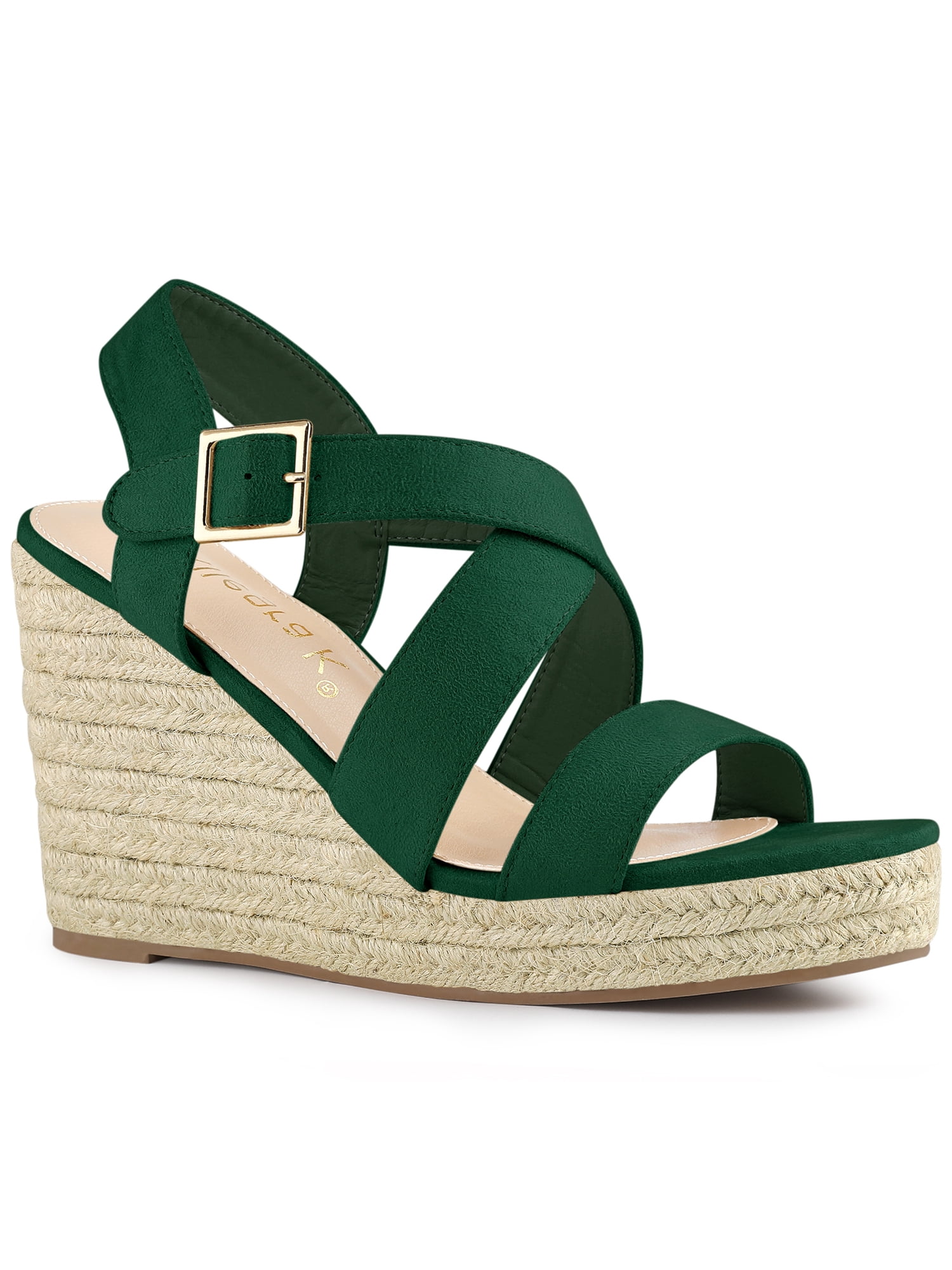 DARING DIVA Women's Stylish Espadrilles Platform Slingback Wedges Sandals Green 8.5
