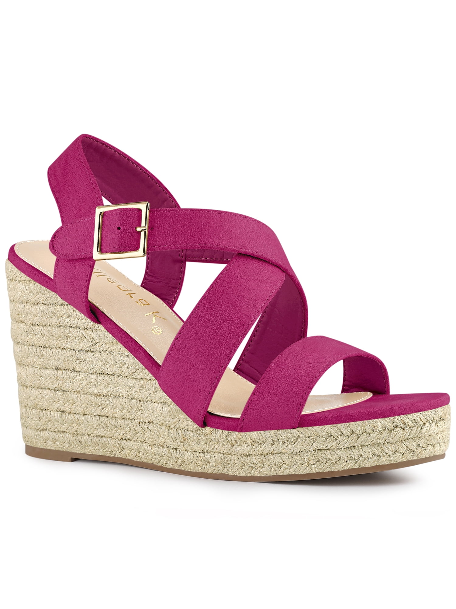 DARING DIVA Women's Stylish Espadrilles Platform Slingback Wedges Sandals Hot Pink 8.5