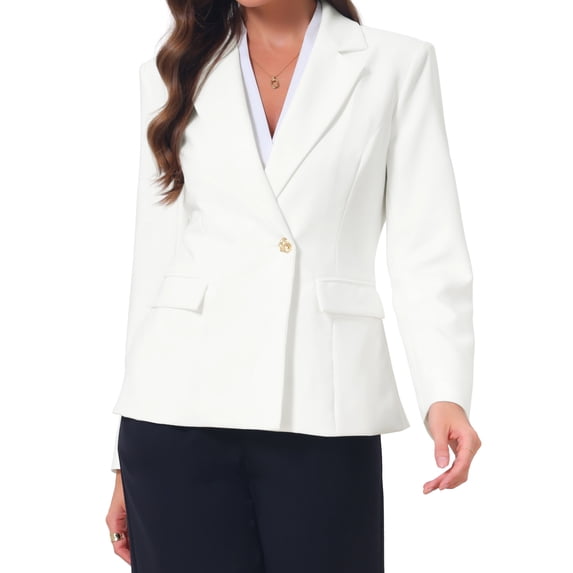 DARING DIVA Women's Stylish Office Suit Jackets Blazers L White