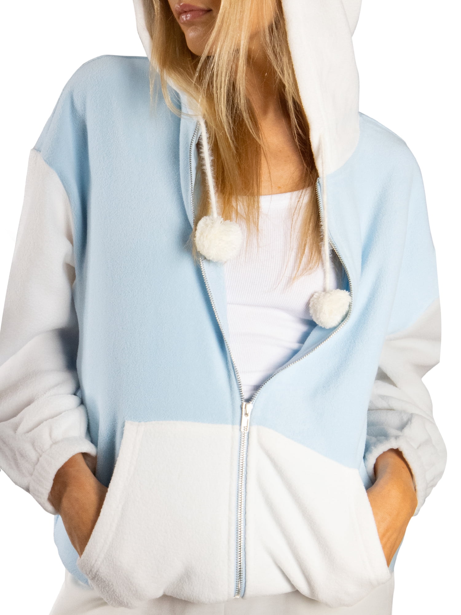 DARING DIVA Women's Stylish Oversized Pom Pom Hoodie for Casual Wear XS Light Blue