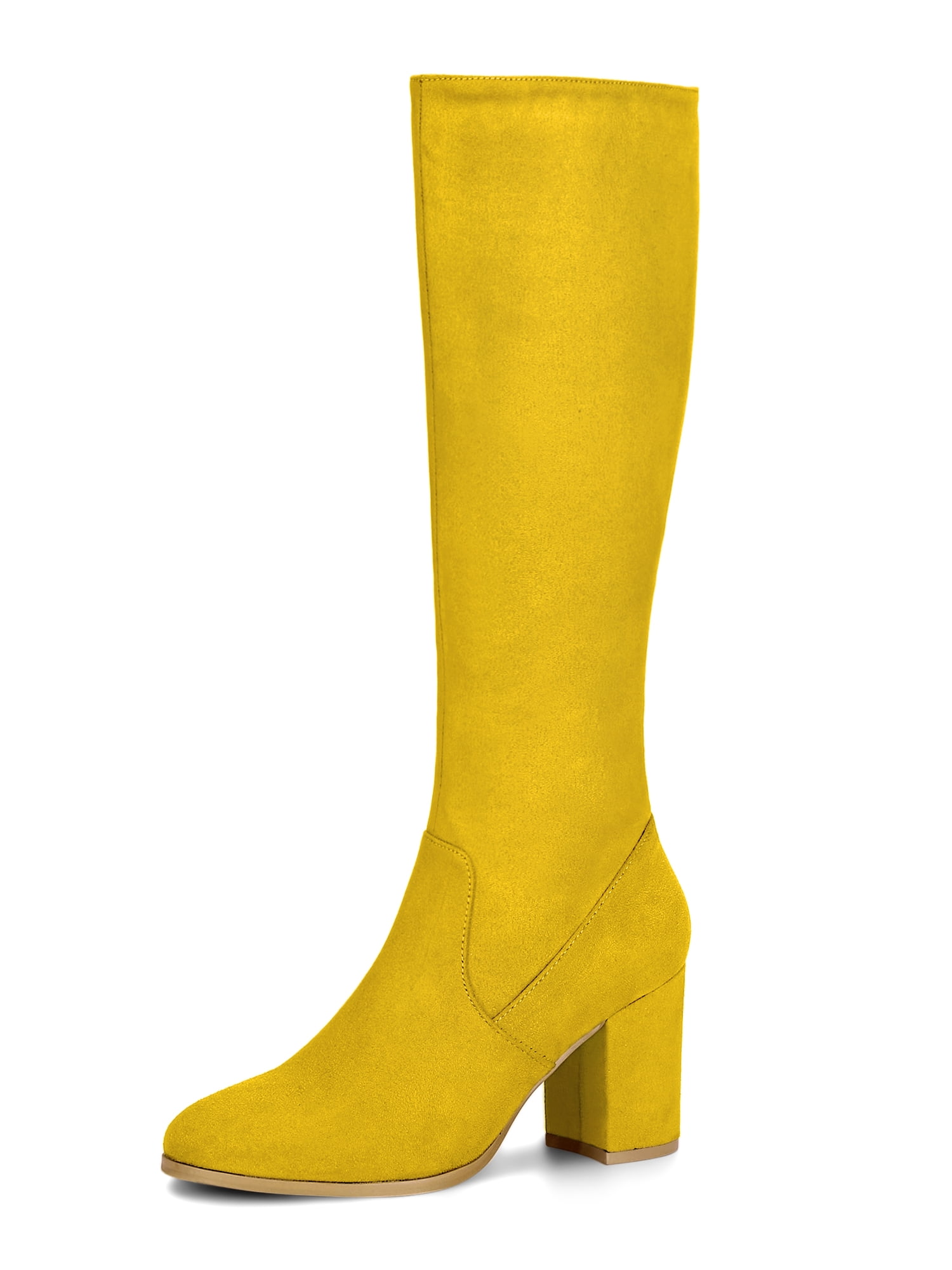 YELLO ロングブーツ gunnr long boots y2k grunge DARING DIVA Women's Stylish Side Zipper Chunky Heel Knee High