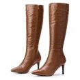 thumbnail image 1 of DARING DIVA Women's Stylish Stiletto Heels Knee High Boots with Pointed Toe Brown 6, 1 of 7