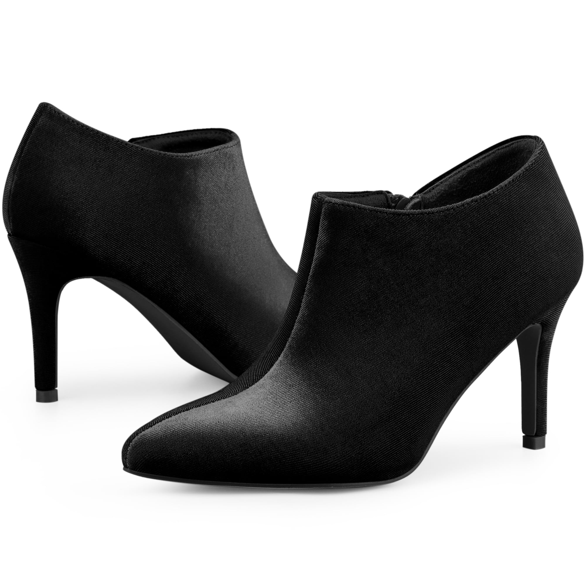 DARING DIVA Women's Stylish Velvet Pointy Toe Stiletto Heels Booties Black US 8