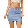 thumbnail image 1 of DARING DIVA Women's Summer High Waist Bodycon Mini Cargo Jean Skirt S Light Blue, 1 of 7