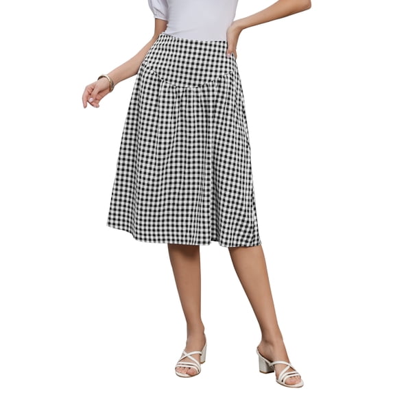 DARING DIVA Women's Summer Retro Below Knee Length Flared Skirts X-Small Black