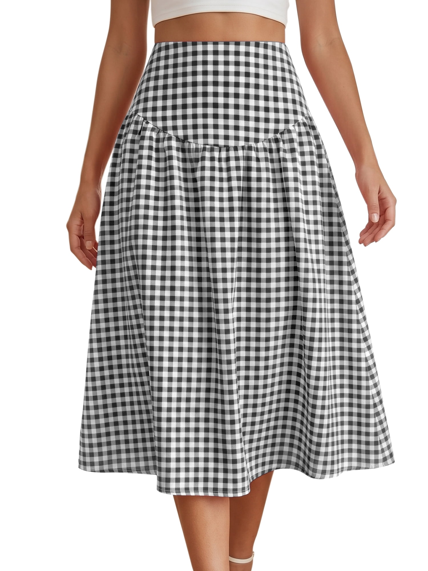 DARING DIVA Women's Summer Retro Below Knee Length Flared Skirts X-Small Black