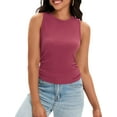 thumbnail image 1 of DARING DIVA Women's Summer Ribbed High Neck Casual Basic Tank Tops M Burgundy, 1 of 7