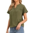 thumbnail image 1 of DARING DIVA Women's Summer Short Sleeve Tops V Neck Basic Tee Shirts Blouses XS Green, 1 of 6