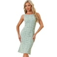 thumbnail image 1 of DARING DIVA Women's Summer Sleeveless Elegant Plaid Bodycon Dresses XL Green, 1 of 6