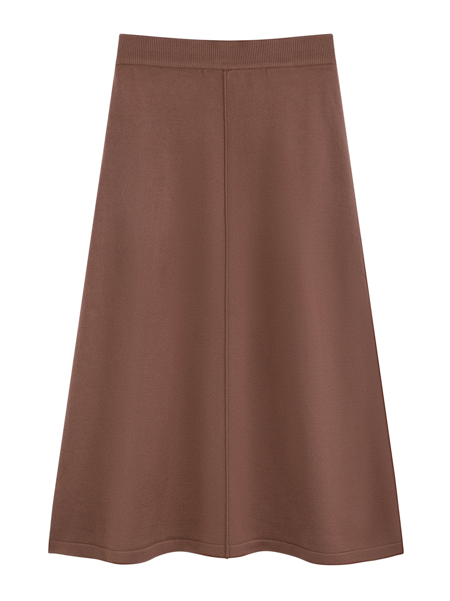 DARING DIVA Women's Sweater A Line Elastic High Waist Stretchy Midi Skirt L Coffee