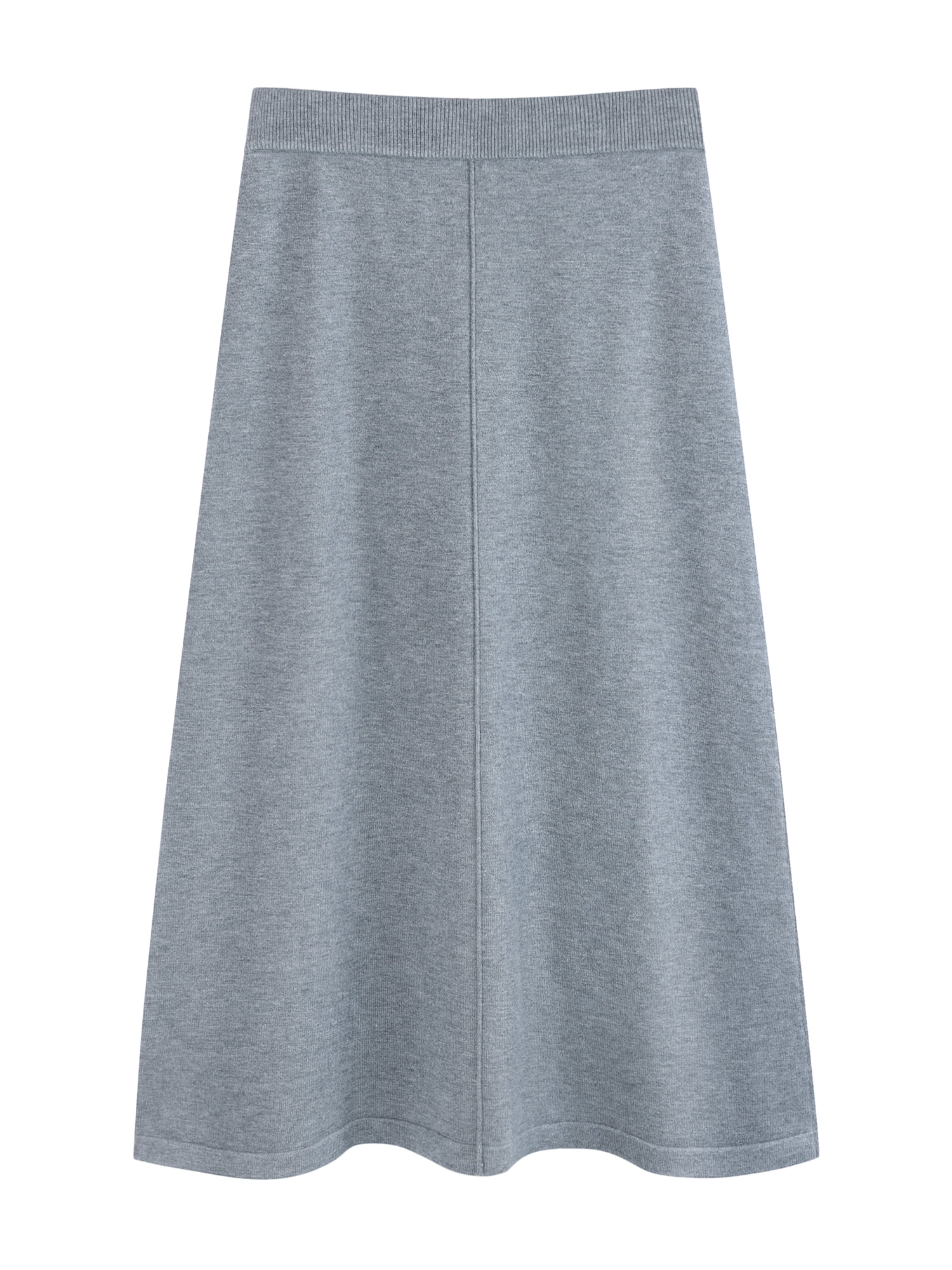 DARING DIVA Women's Sweater A Line Elastic High Waist Stretchy Midi Skirt L Grey