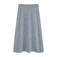 thumbnail image 1 of DARING DIVA Women's Sweater A Line Elastic High Waist Stretchy Midi Skirt L Grey, 1 of 8