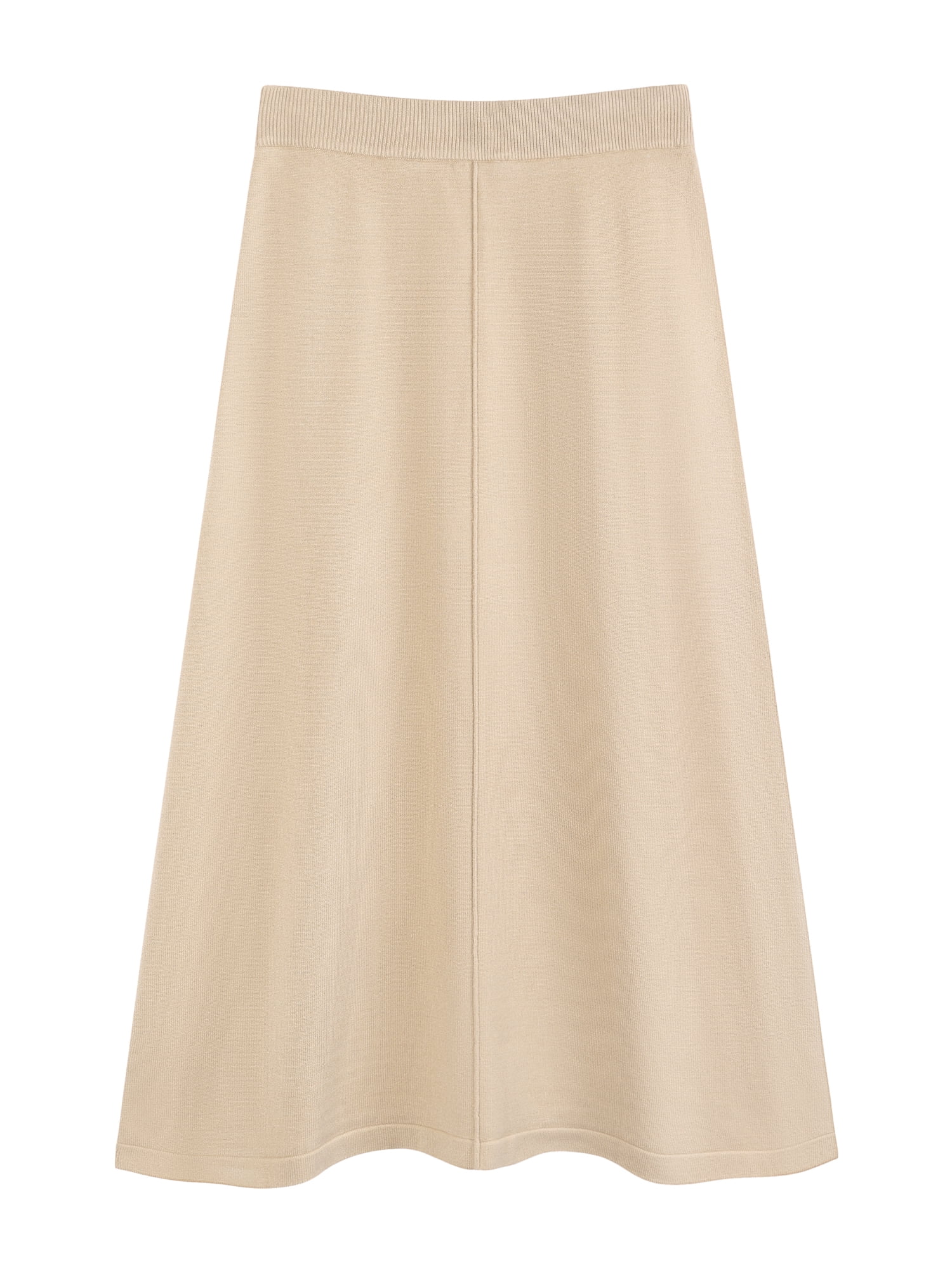 DARING DIVA Women's Sweater A Line Elastic High Waist Stretchy Midi Skirt S Apricot