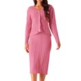 thumbnail image 1 of DARING DIVA Women's Sweater Set V Neck Cardigan and Midi Skirt Outfit S Pink, 1 of 5