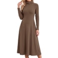thumbnail image 1 of DARING DIVA Women's Sweater Turtleneck Long Sleeve A Line Knit Dress XL Brown, 1 of 4