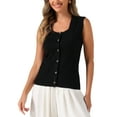 thumbnail image 1 of DARING DIVA Women's Sweater Vest Button Ribbed Knitted Tank Top XL Black, 1 of 6