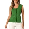 thumbnail image 1 of DARING DIVA Women's Sweater Vest Button Ribbed Knitted Tank Top XS Green, 1 of 6