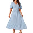 thumbnail image 1 of DARING DIVA Women's Swiss Dots Ruffle Midi Dresses S Light Blue, 1 of 6