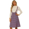 thumbnail image 1 of DARING DIVA Women's Tartan Pinafore Plaid Midi Suspender Skirt S Purple, 1 of 6