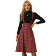 thumbnail image 1 of DARING DIVA Women's Tartan Pinafore Plaid Midi Suspender Skirt XS Red, 1 of 6