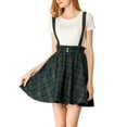 thumbnail image 1 of DARING DIVA Women's Tartan Plaid Elastic Waist Skater Suspender Skirt XS Blue Green, 1 of 7