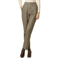 thumbnail image 1 of DARING DIVA Women's Tartan Plaid Pants Elastic Waist Straight Trousers XL Camel, 1 of 6