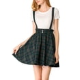 thumbnail image 1 of DARING DIVA Women's Tartan Plaid Skater Suspender Skirt L Blue Green, 1 of 7