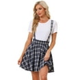 thumbnail image 1 of DARING DIVA Women's Tartan Plaid Skater Suspender Skirt S Dark Blue, 1 of 6