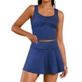 thumbnail image 1 of DARING DIVA Women's Tennis Athletic Skirt Set with Shorts 2 Pcs XL Indigo, 1 of 7