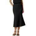thumbnail image 1 of DARING DIVA Women's Texture Stretchy Lettuce Hem Bodycon Mermaid Maxi Skirts S Black, 1 of 6