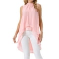 thumbnail image 1 of DARING DIVA Women's Tie Back High Low Mock Neck Blouse Tops S Pink, 1 of 8