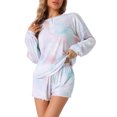 thumbnail image 1 of DARING DIVA Women's Tie Dye Tops with Shorts Pajamas Sets XL Pink, 1 of 6