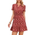 thumbnail image 1 of DARING DIVA Women's Tiered Dress V Neck Tent Smocked Waist Floral Dresses XS Dark Red, 1 of 6