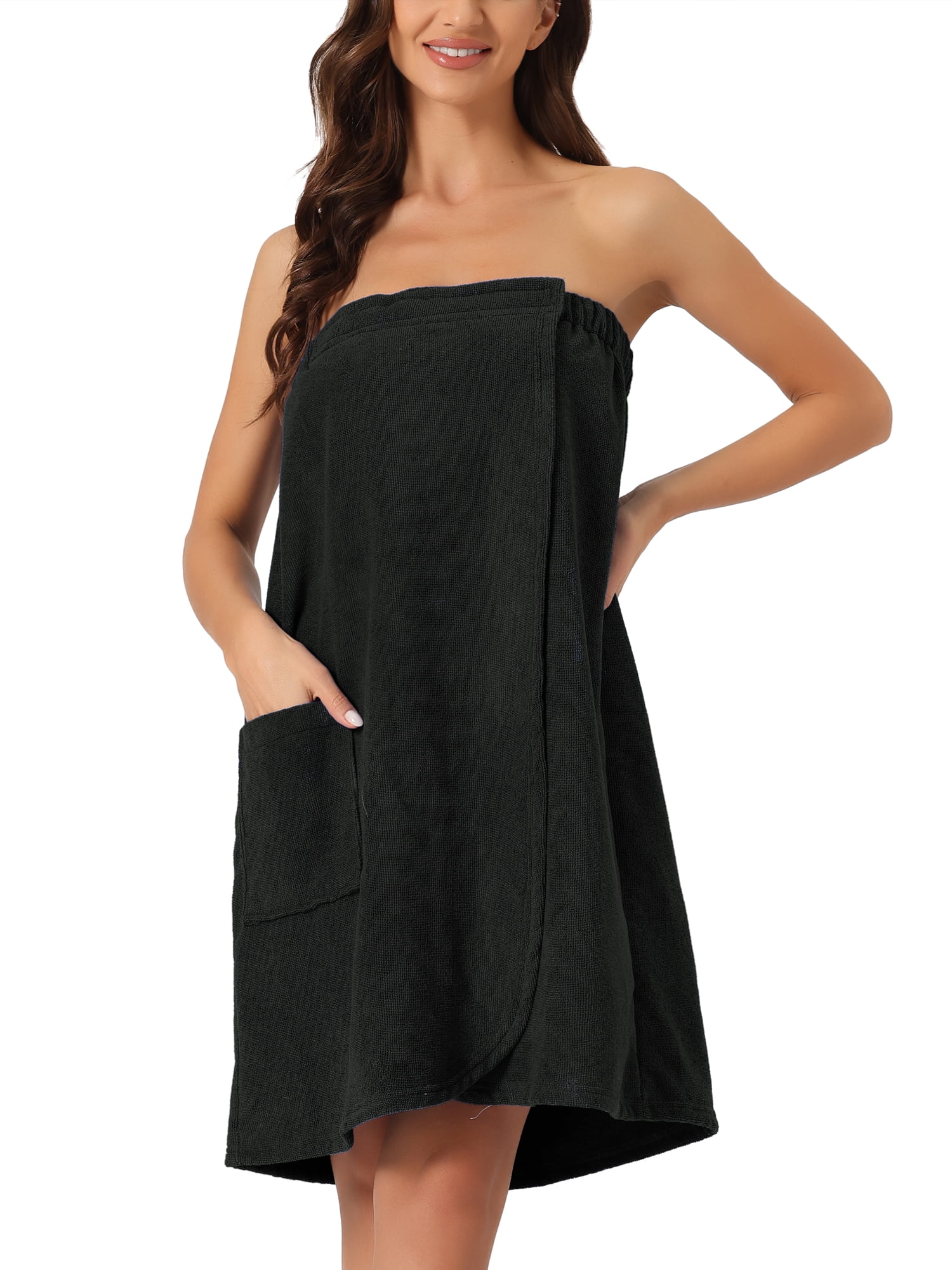 DARING DIVA Women's Towel Wrap Robe Bathrobe Spa Towels for Shower Bath Gym XL Black