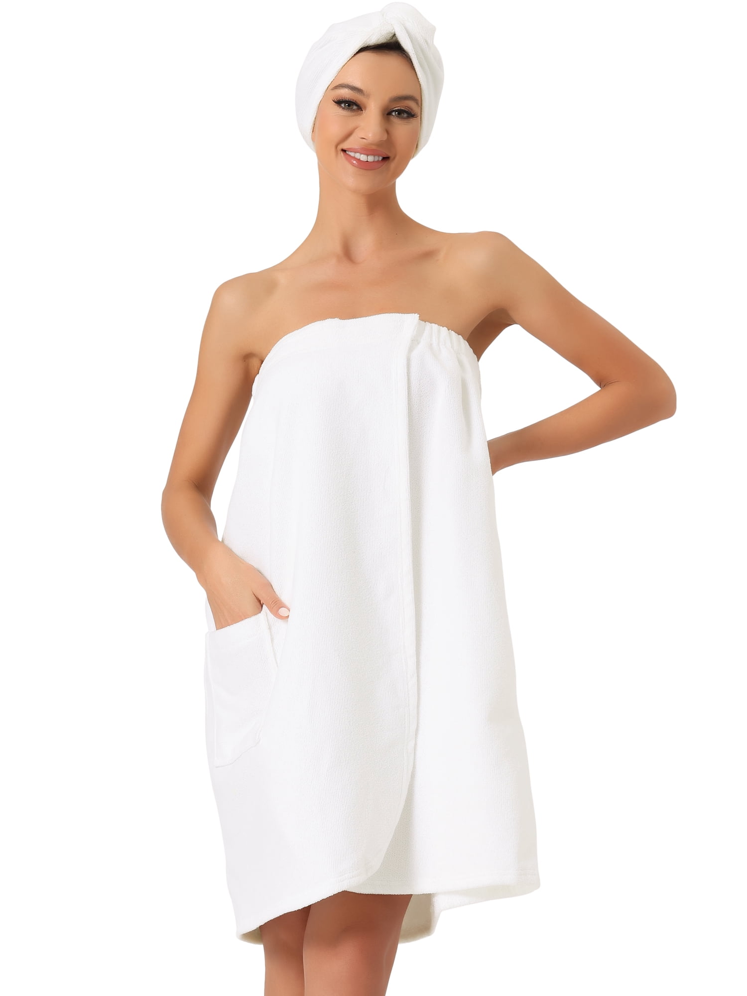 DARING DIVA Women's Towel Wrap Robe Bathrobe Spa Towels for Shower Bath Gym XL White