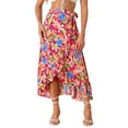thumbnail image 1 of DARING DIVA Women's Tropical Floral Split Beach Hawaiian Wrap Skirt M Hot Pink, 1 of 6