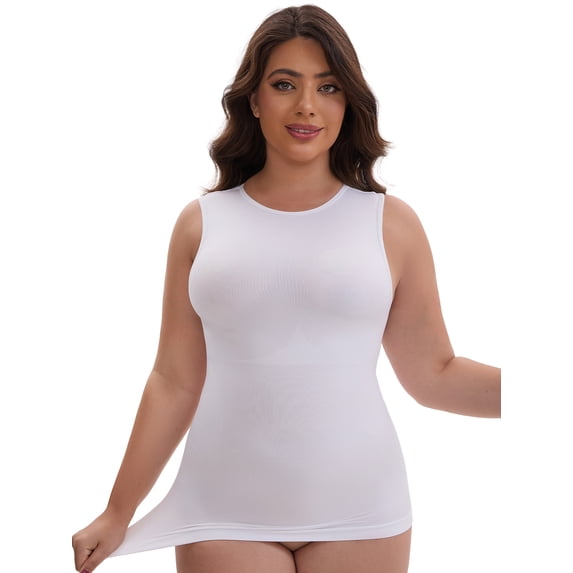 DARING DIVA Women's Soft Shapewear Tummy Control Tank Top Waist Control L White