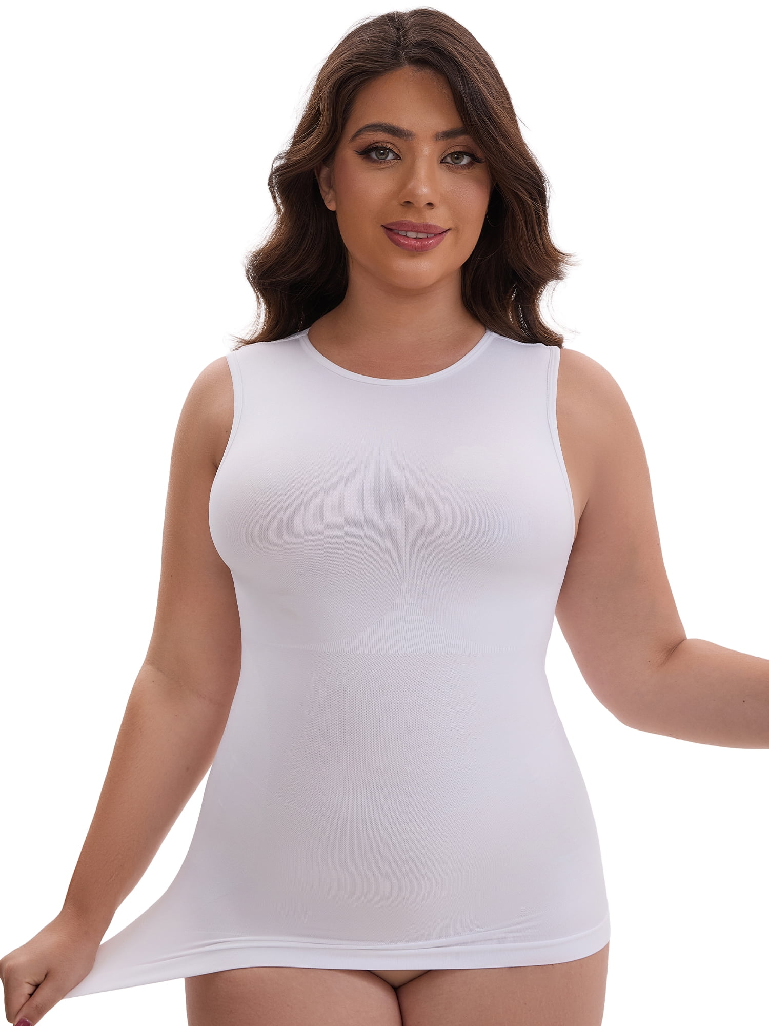 DARING DIVA Women's Soft Shapewear Tummy Control Tank Top Waist Control M White