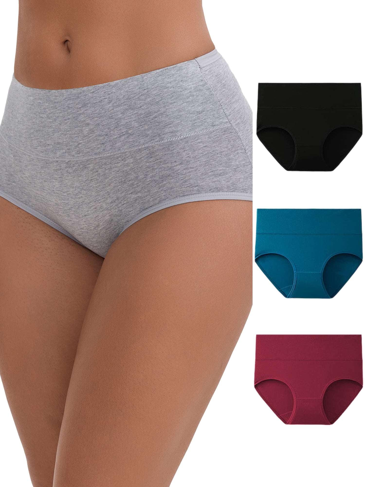 DARING DIVA Women's Tummy Control Underwear Briefs 4 Packs XXL Black, Gray, Red, Blue
