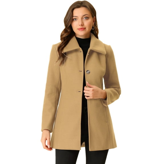DARING DIVA Women's Turn-Down Collar Pockets Outwear Winter Coat XL Khaki
