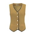 thumbnail image 1 of DARING DIVA Women's Tweed Blazer Vest V Neck Casual Business Waistcoat S Brown, 1 of 6