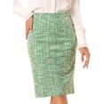 thumbnail image 1 of DARING DIVA Women's Tweed High Waist Plaid Pencil Skirts XL Green, 1 of 6
