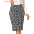 thumbnail image 1 of DARING DIVA Women's Tweed High Waist Plaid Pencil Skirts XS Black, 1 of 6