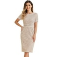 thumbnail image 1 of DARING DIVA Women's Tweed Office Bodycon Pencil Midi Dresses M Pink, 1 of 6