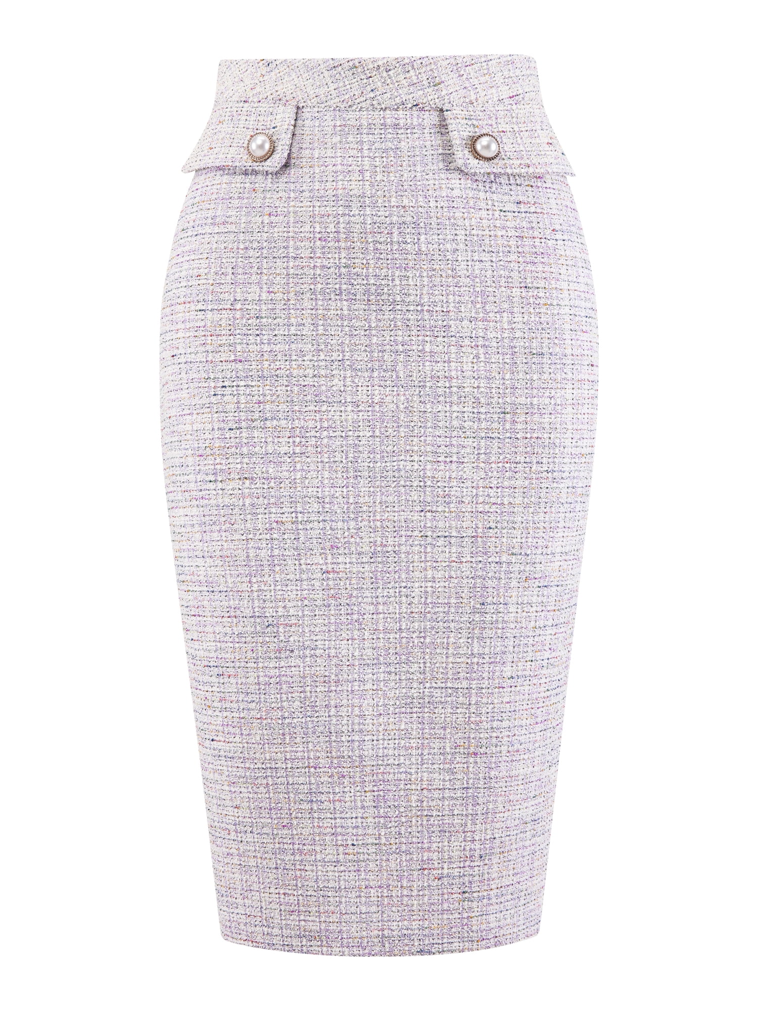 DARING DIVA Women's Tweed Pencil High Waisted Bodycon Midi Skirts 2XL Light Purple