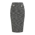 thumbnail image 1 of DARING DIVA Women's Tweed Pencil High Waisted Bodycon Midi Skirts L Black, 1 of 7