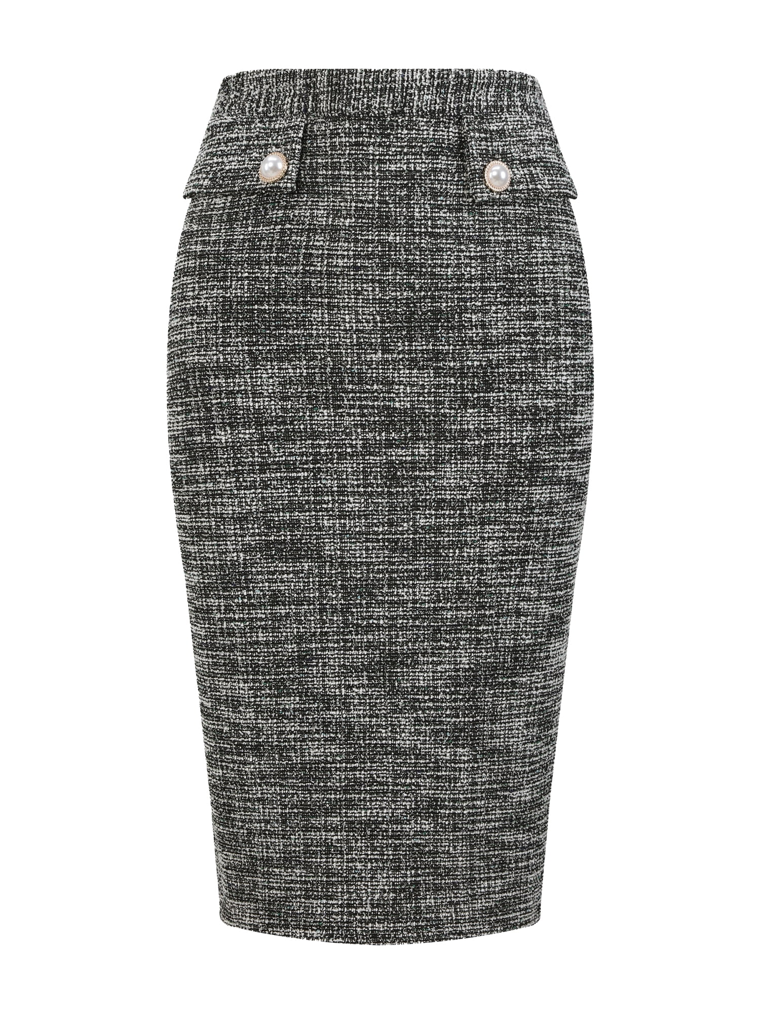 DARING DIVA Women's Tweed Pencil High Waisted Bodycon Midi Skirts M Black