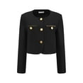 thumbnail image 1 of DARING DIVA Women's Tweed Short Jacket Crewneck Cropped Blazer S Black, 1 of 6