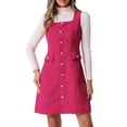thumbnail image 1 of DARING DIVA Women's Tweed Square Neck A Line Pinafore Dresses XL Hot Pink, 1 of 6