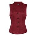 thumbnail image 1 of DARING DIVA Women's U Neck Jacquard Single Breasted Floral Gothic Waistcoat L Burgundy, 1 of 6